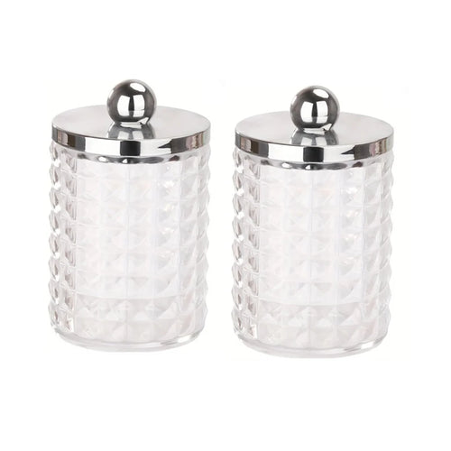 1/2/3 PC Plastic Cotton Swab Ball Pad Holder Storage Box 10 Oz Bathroom Organizer, Qtip Apothecary Jar Clear Container Dispenser