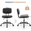 JHK Armless Office Desk Chair Back Lumbar Support Height Adjustable PU Leather Computer Chair with 360° Swivel Rolling Wheels
