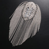 Rhinestone Tassel Chain Epaulette Shoulder Pad Applique