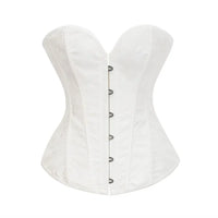 Victorian Floral Jacquard Overbust Corset Front Busk Lace-Up Bustier Top