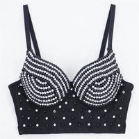Rhinestone Beaded Bustier Corset Crop Top High Fashion Evening Party Bralette