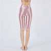 Oil Glossy High-Stretch Knee-Length Shorts Satin Shine Performance Biker Shorts