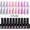 LILYCUTE 10PCS/Set Gel Nail Polish Set Pink Purple Nail Gel Semi Permanent UV LED Varnish Nail Art Design Soak Off Nail Gel Set