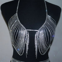Dazzling Crystal Tassel Bra Chain & Thong Bikini Body Jewelry Set