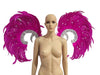 Showgirl Feather Wing Backpiece with Rhinestone Scroll Frames