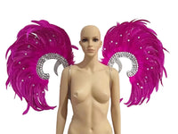 Showgirl Feather Wing Backpiece with Rhinestone Scroll Frames