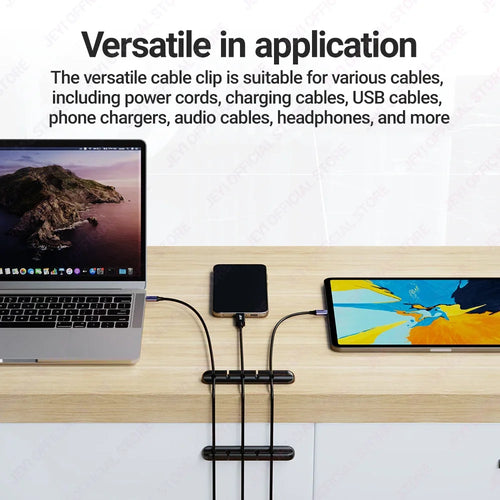 JEYI Adhesive Cable Holder Clips Cord Management Wire Organizer for Desktop USB Charging Cable Nightstand Power Cord Mouse Cable