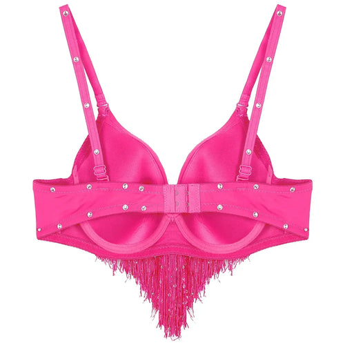 The Stardust Oasis Sirena – Sequined Tassel & Rhinestone Push-Up Belly Dance Bra Top