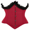 Gothic Underbust Corset Bustier Lace Ruffle Trim Front Busk Waist Cincher
