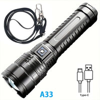 High Power LED Flashlight Super Bright LED Spotlight Long Range Torch Emergency Outdoor With 5 Lighting Modes Zoomable