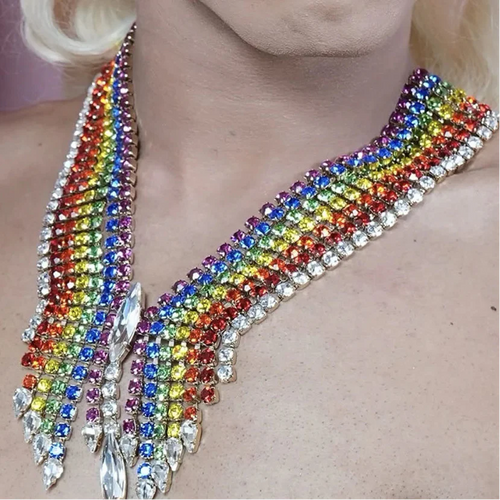 Rhinestone V-Neck Chain Necklace
