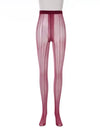 Striped Oil Glossy Sheer High-Waist Shaping Pantyhose Shiny Dance Tights