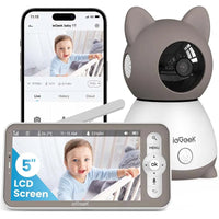 ieGeek Baby Monitor with 2K Camera and Audio - Video Monitor with 5" Screen - Night Vision, Two-Way Talk, Cry & Motion Detection