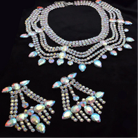 Multi layered Wave Rhinestone Necklace & Earring Set