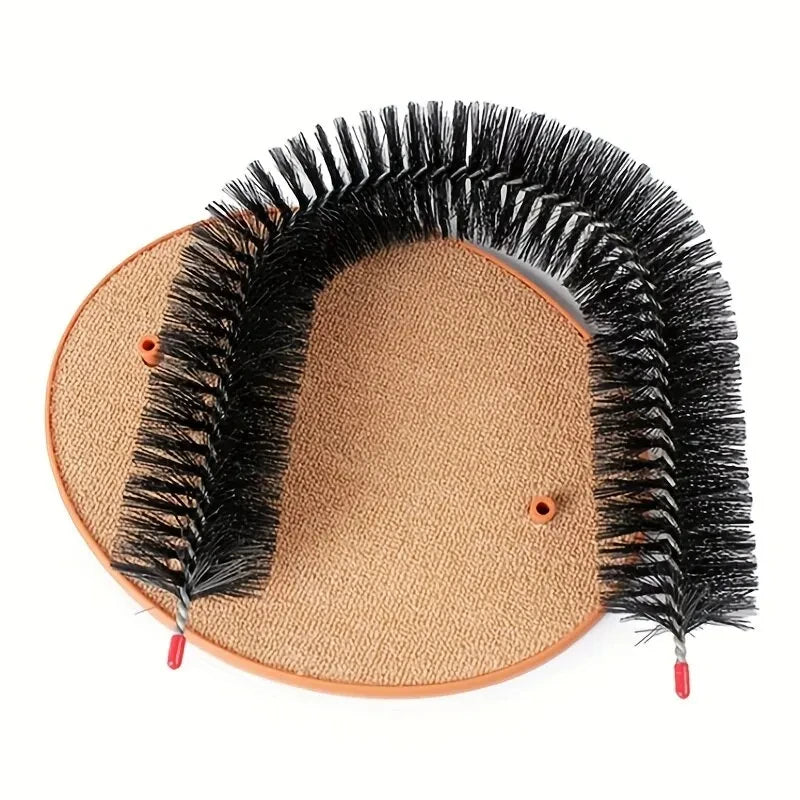 Cat Toy Arch Self Groome Pamper Feline with A Massage Grooming Rubbing Brush with Scratching Pad Toy for Cats Interactive Toys