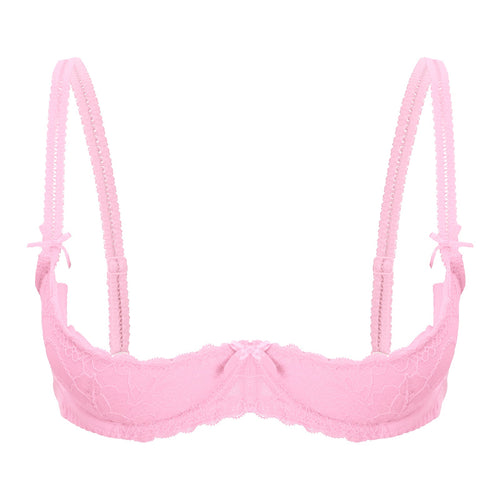 Lace Underwire Half-Cup Push-Up Bra