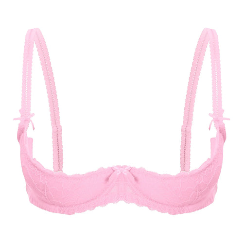 Lace Underwire Half-Cup Push-Up Bra