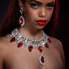 Rhinestone Water Drop Pendant Necklace & Earring Set
