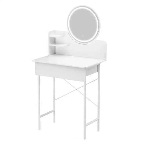 1SET Dresser Vanity Makeup Table Girl Women Dressing Table with 3level Adjustable LED Mirror for Bedroom Gift Makeup Vanity Desk
