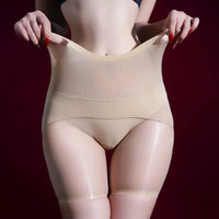 360° Seamless Oil Glossy High-Waist Boyshort Briefs Satin Smooth Boxers