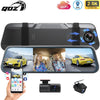 QOZ 10‘’ 3 Cameras 2.5K Mirro car Dash Cam Rearview Mirror Infrared Night Vision Loop Recording Streaming Media WIFI Dvrcar