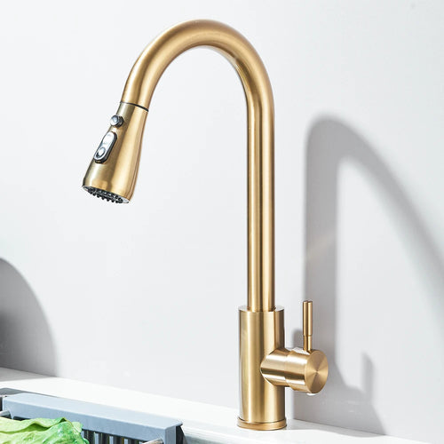 Kitchen Faucet Brushed Nickel Hot and Cold Water Faucet Kitchen Sink Faucet Pull-out Sprayer For Kitchen Sink Faucet
