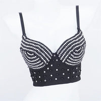 Rhinestone Beaded Bustier Corset Crop Top High Fashion Evening Party Bralette