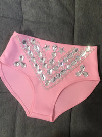 Rhinestone Bikini Bra & High-Waist Shorts 2-Piece Performance Costume Set