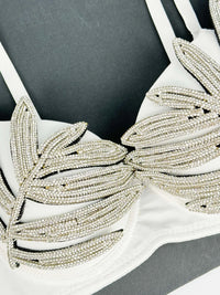 Diamond Rhinestone Leaf Embroidered Bustier Top & Corset Bralette