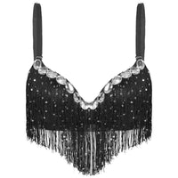 The Stardust Oasis Sirena – Sequined Tassel & Rhinestone Push-Up Belly Dance Bra Top