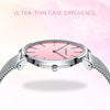 Women's Pink Dial Mesh Band Slim Stainless Steel Watch