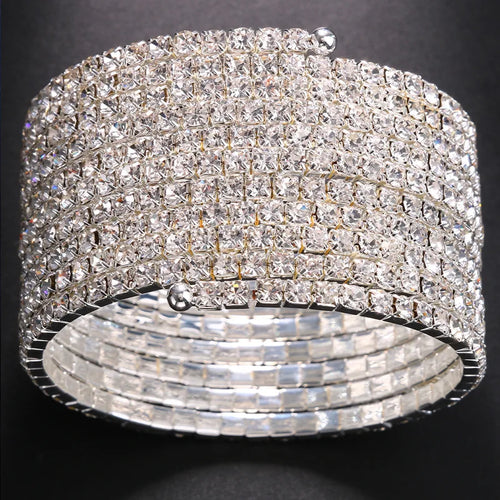 Sparkling Multi-Layer Rhinestone Arm Chain – Stacked Crystal Spiral Cuff & Upper Arm Bangle for Raves, Festivals & Beachwear