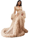 Voluminous Illusion Tulle Ruffle Long Robe Dressing Gown
