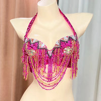 The Stardust Prism Sirena – Deluxe Beaded & Sequined Belly Dance Bra Top