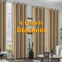 4PCS Blackout Curtains, Heat-Insulated Grommet Curtains For Bedroom Darkening, Noise Reduction Curtains For Living Room