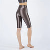 Oil Glossy High-Stretch Knee-Length Shorts Satin Shine Performance Biker Shorts