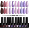 LILYCUTE 10PCS/Set Gel Nail Polish Set Pink Purple Nail Gel Semi Permanent UV LED Varnish Nail Art Design Soak Off Nail Gel Set