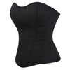Black Striped Overbust Corset Top Zipper Front Lace-Up Bustier Body Shaper