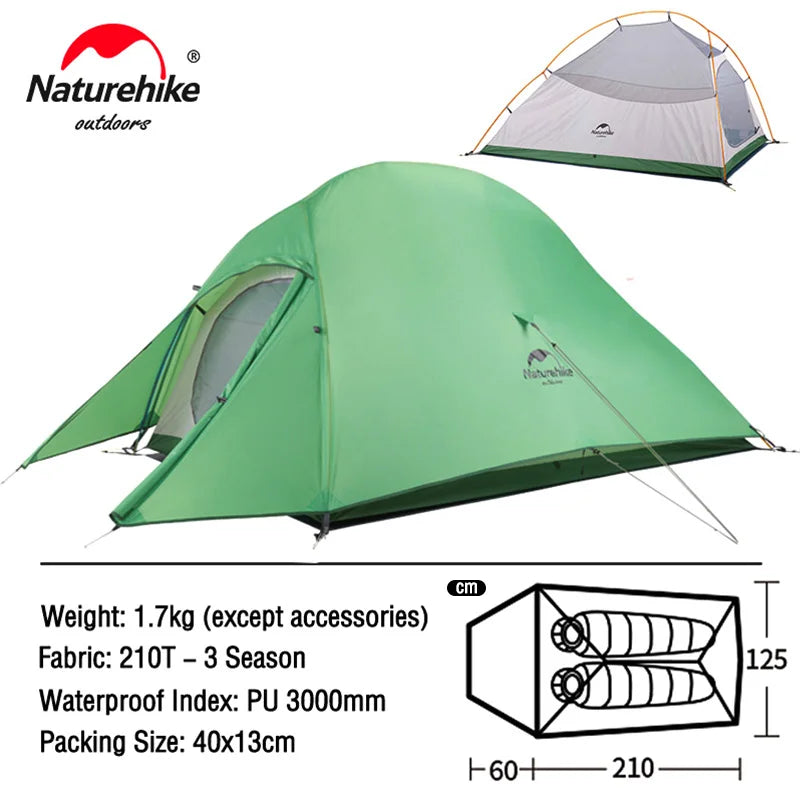 Naturehike Cloud Up 2 Tent Ultralight 20D 210T Outdoor Camping Hiking Cycling Travel Tents With Footprint