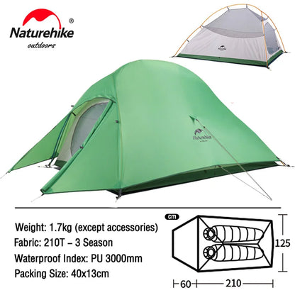 Naturehike Cloud Up 2 Tent Ultralight 20D 210T Outdoor Camping Hiking Cycling Travel Tents With Footprint