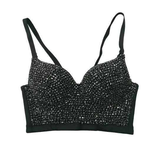 Colored Rhinestone Longline Costume Bra