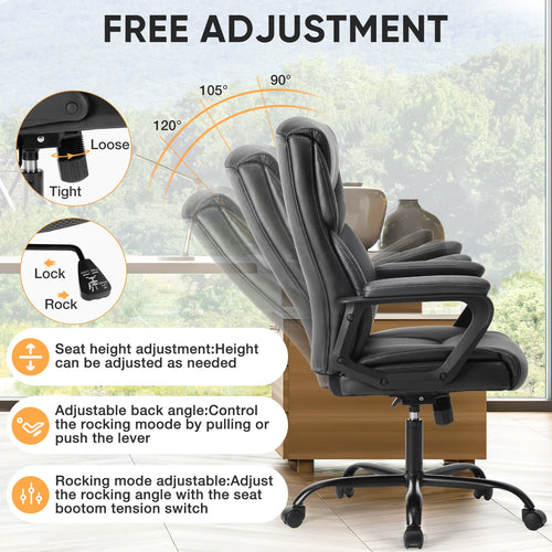 JHK Ergonomic PU Leather Padded Armrest Living Room Rocking Gaming Chair Swivel Wheel With Lumbar Support Gaming Chairs