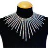 Rhinestone Tassel Necklace & Earring Set