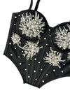 Pearl & Sequin Embroidered Floral Bustier Corset Top Asymmetric Camisole Bralette