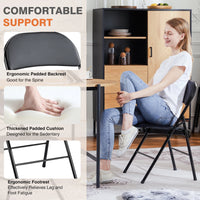 JHK Leather Padded Folding Living Room Chairs 2 Pack Sturdy Metal Foldable Chair Easy to Use and Storage Outdoor for Home Office