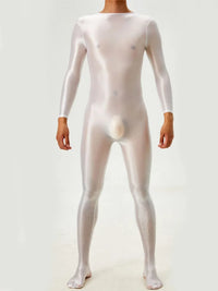 Candy Color Oil Glossy Full-Body Shaping Bodysuit Satin Smooth Leotard