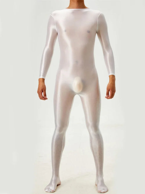 Candy Color Oil Glossy Full-Body Shaping Bodysuit Satin Smooth Leotard