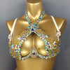 Sparkly Crystal Wire Bra Halter Top Samba Carnival Costume