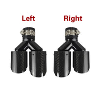 1 Pcs Universal Car Carbon Fibre Tail Throat Silencer Length Black Y-Shaped Double Out Twill Glossy Exhaust Muffler Tip
