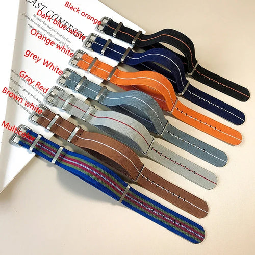 Polar Watch Band Nylon Elastic Strap Unisex Military Style Blue Red